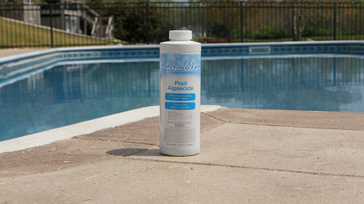Aqua Clear Algaecide 32 oz pool water clear after treatment.