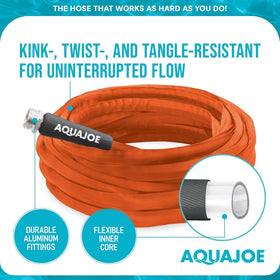 Aqua Joe compact storage coil keeps the hose neatly stored after use.