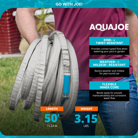 Aqua Joe XTREME FiberJacket flexible inner core remains pliable in cold weather.