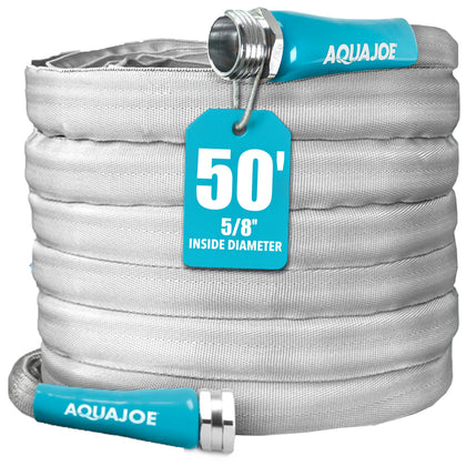 Aqua Joe XTREME FiberJacket hose outer sleeve resists ripping on rough surfaces.