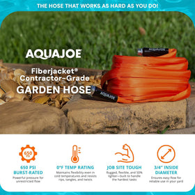Aqua Joe kink-resistant hose maintains steady water flow for washing tasks.