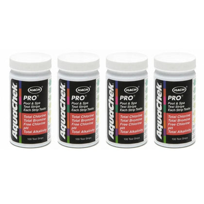AquaChek Pro 5-in-1 test strips bottle pour reading for quick pool chemistry