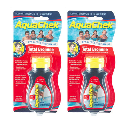AquaChek red total bromine test strip bottle for quick pool water testing and balanced water