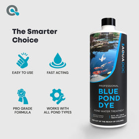 AquaDoc Blue Pond Dye is pond-friendly with no harmful chemicals.