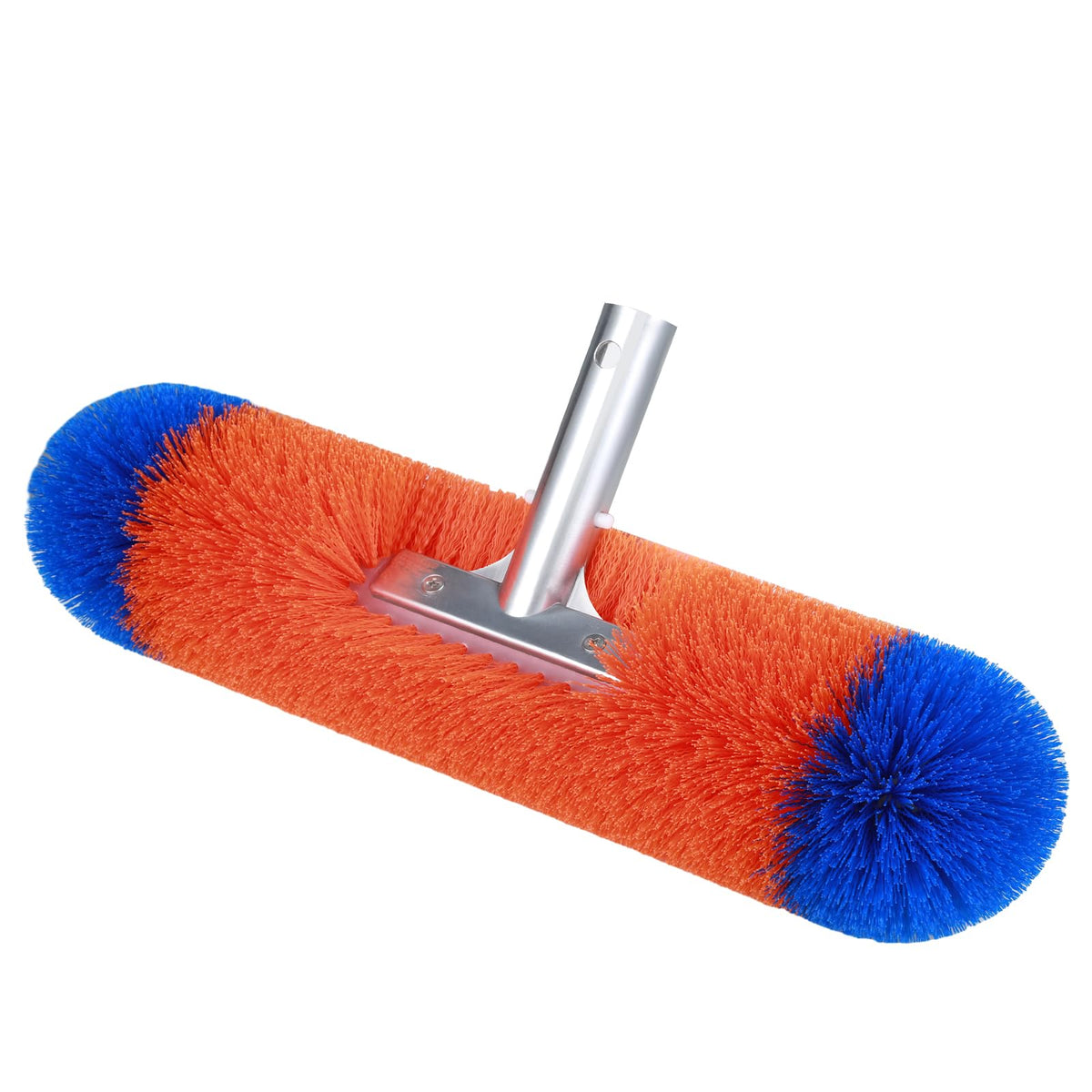 AquaFly 18in pool brush with corner cleaning bristles reaching tight steps for thorough scrubbing.