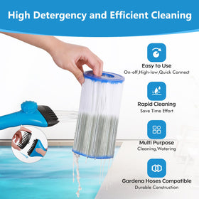 AQUAFLY ergonomic pool sprayer enables quick, thorough spa cleaning.