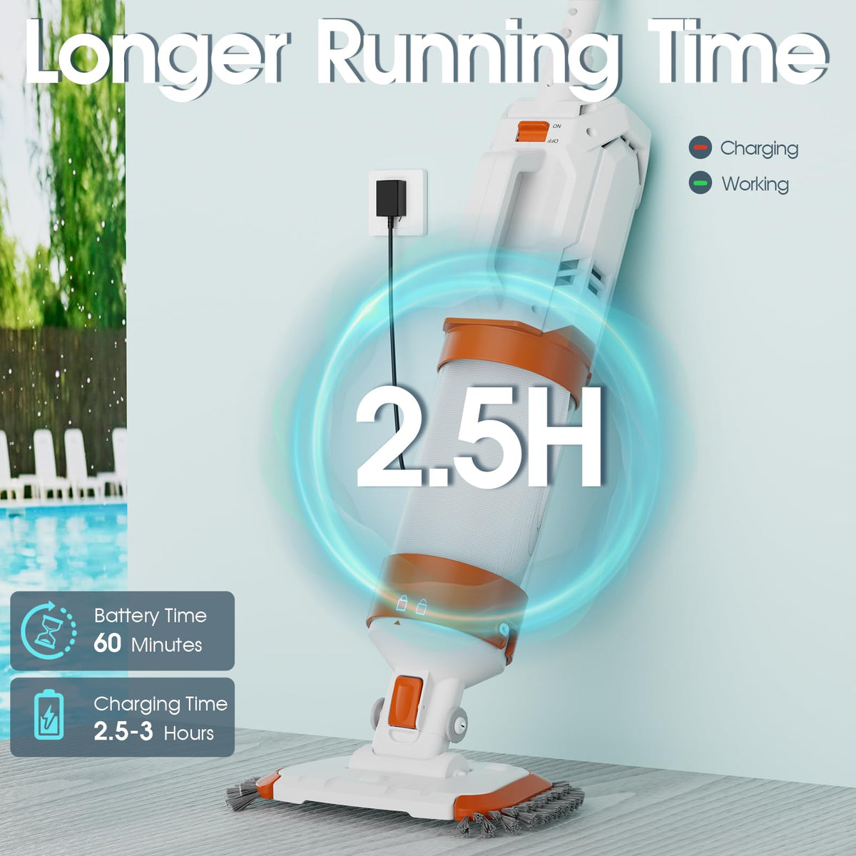 AQUAFYSH flat brush head helps brush debris into the filter.