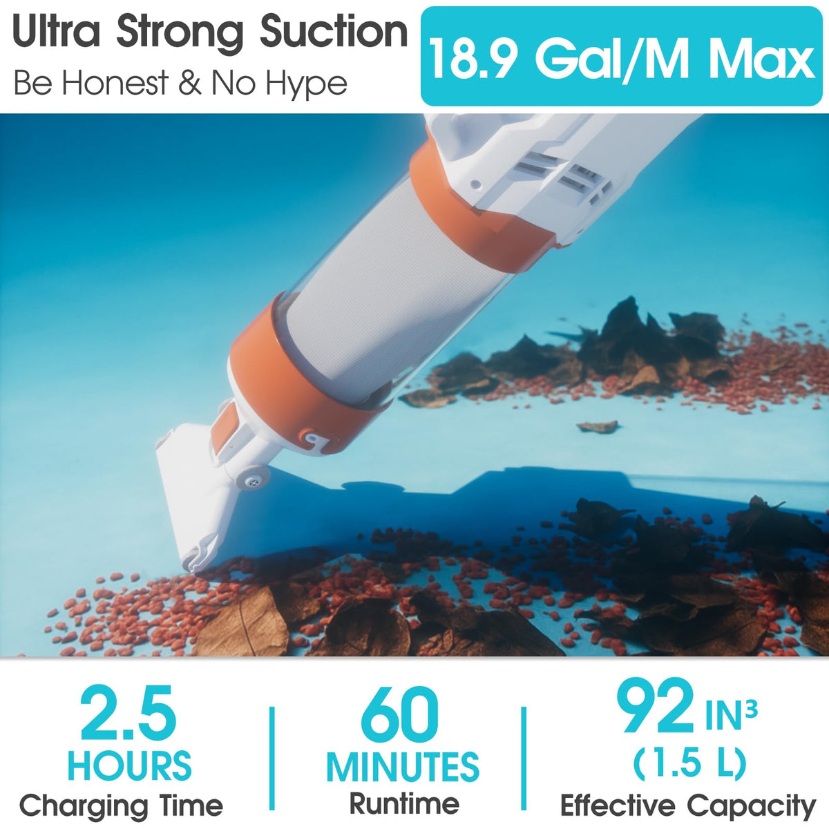 AQUAFYSH pole assembly extends reach for easier above-ground and inground pool cleaning.