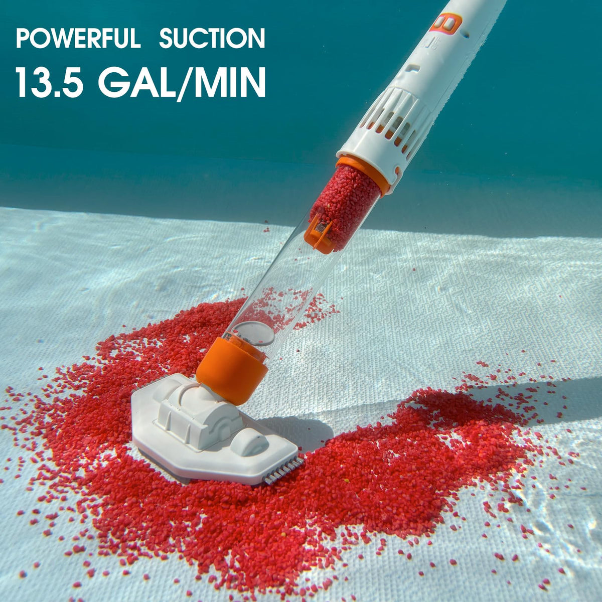AQUAFYSH Rechargeable Pool Vacuum in action, efficiently picking spa debris.