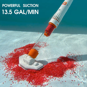 AQUAFYSH Rechargeable Pool Vacuum in action, efficiently picking spa debris.