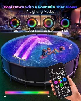 AquaJoyer 360-degree adjustable sprinkler delivers immersive water motion around the pool.