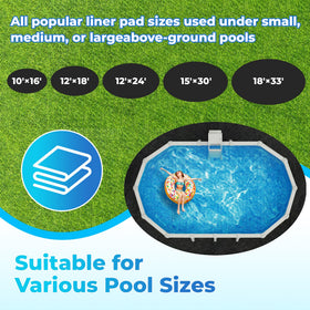 AquaJoyer pad edge overlap example for secure above-ground pool setup.