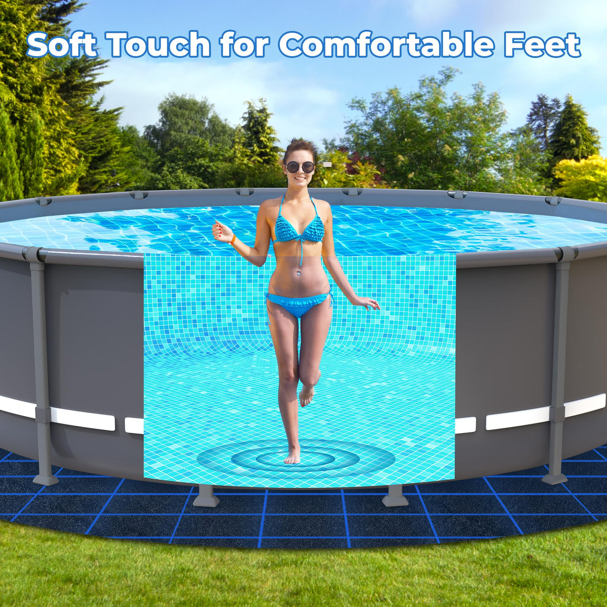 AquaJoyer pad being trimmed demonstrates easy installation process.