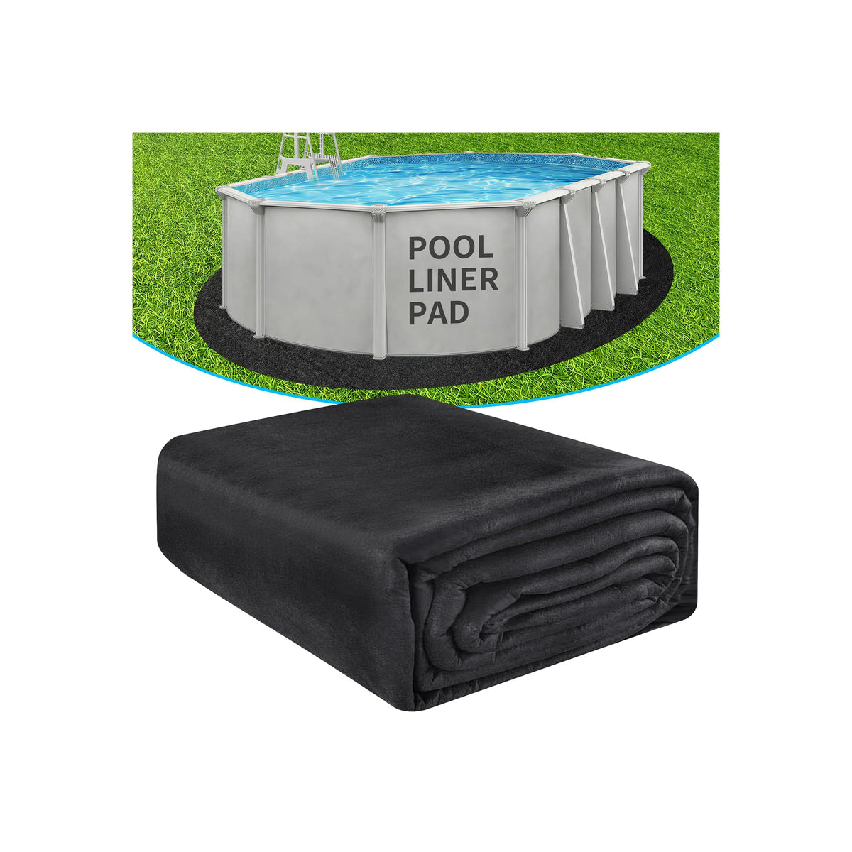 AquaJoyer oval pad top view protects pool liner from punctures.
