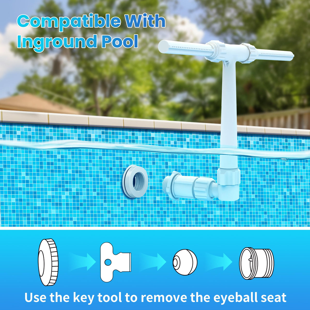 AquaJoyer pool fountain delivers soothing spray sounds during swims