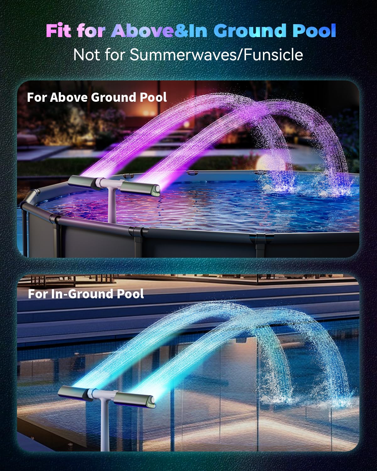 AquaJoyer pool fountain remote control lets you switch modes from deck.