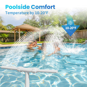 AquaJoyer pool fountain waterfall white enhances backyard ambiance with a high spray