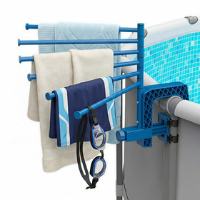AquaJoyer poolside towel rack with six bars keeps towels organized and drying efficiently.