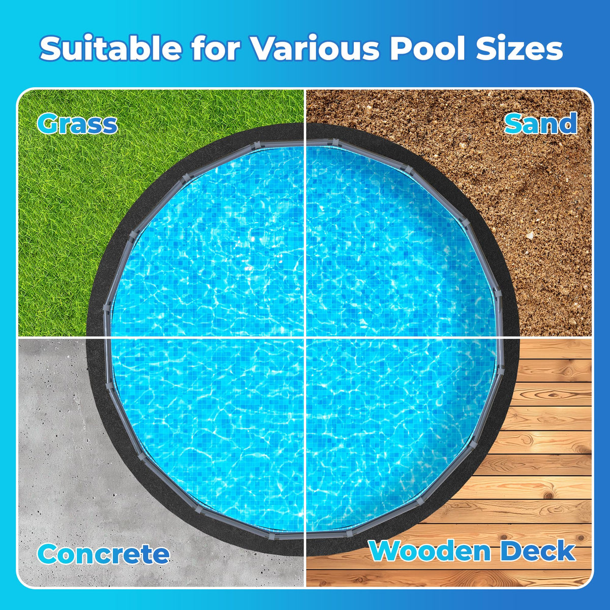 AquaJoyer weed barrier underlay keeps area cleaner beneath the pool.