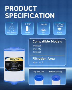 AQUALTRA spa filter top circular handle for easy removal