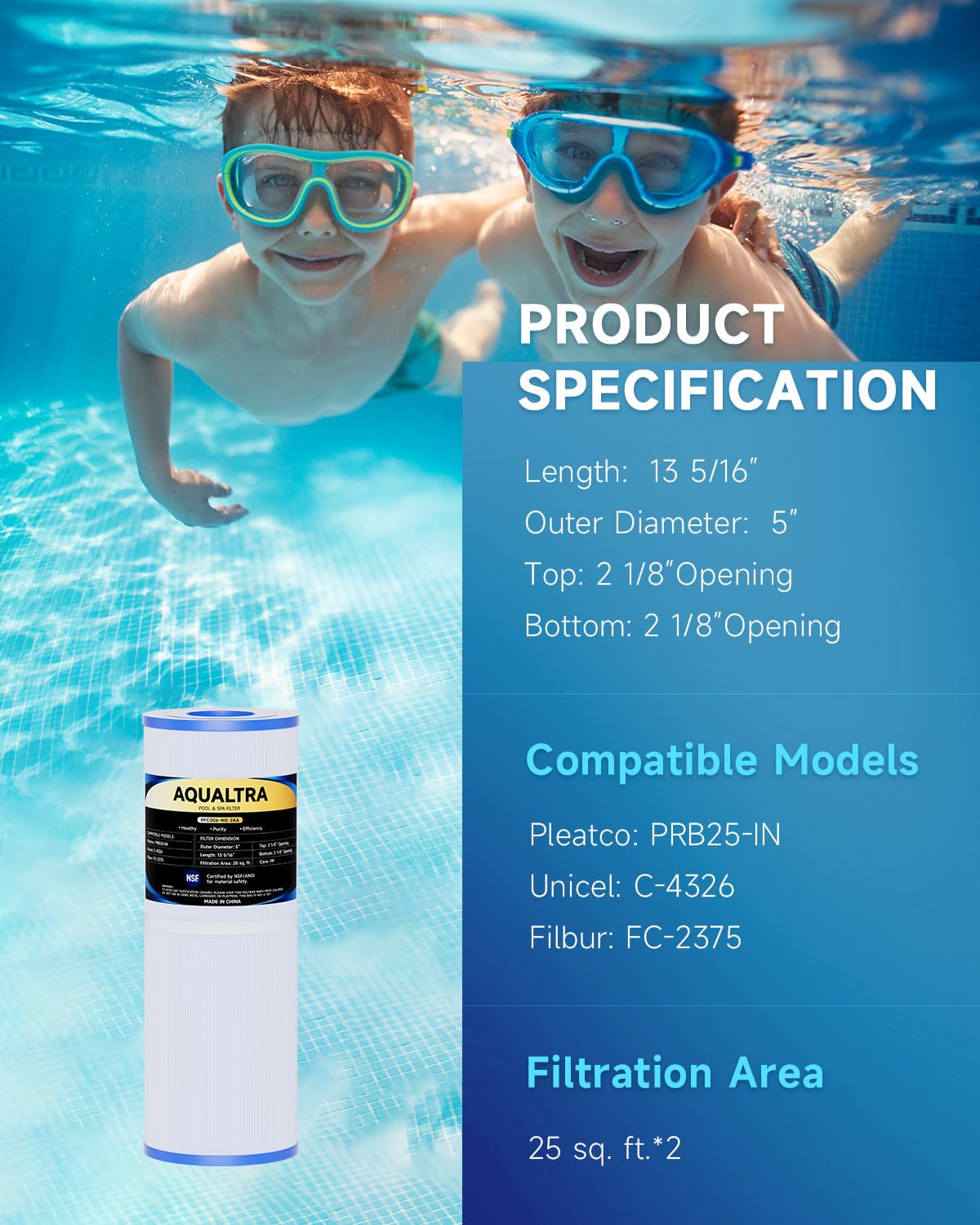 AQUALTRA PRB25-IN installed in a hot tub demonstrates precise 5-inch diameter.