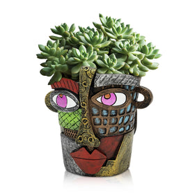 AquaLume abstract face planter ceramic pot for stylish indoor display