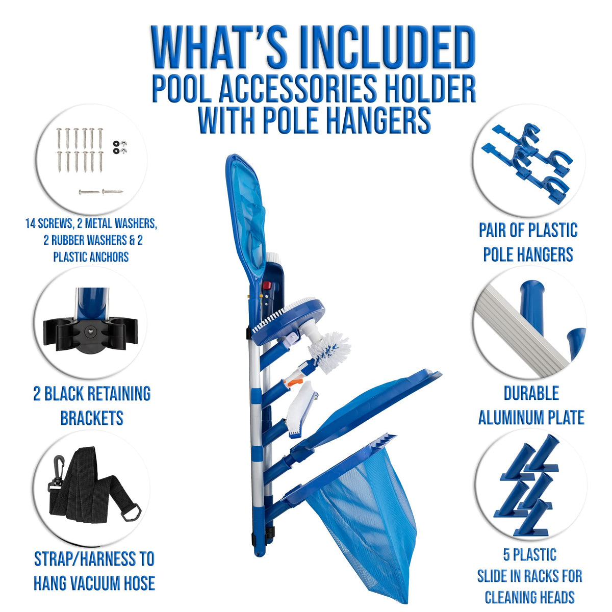 AquaMate Oasis vacuum hose hanger stores hoses neatly for quick use.