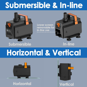 AquaMiracle 1200GPH submersible pump flow regulator highlights adjustable flow for precise control.
