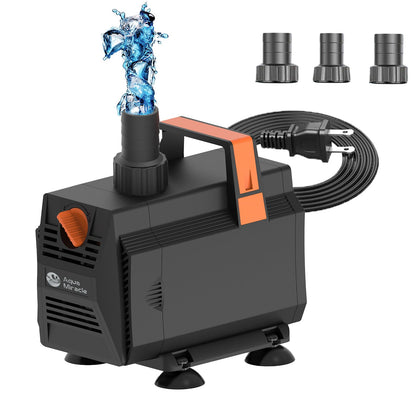 AquaMiracle 1200GPH submersible pump front view for ponds and fountains.