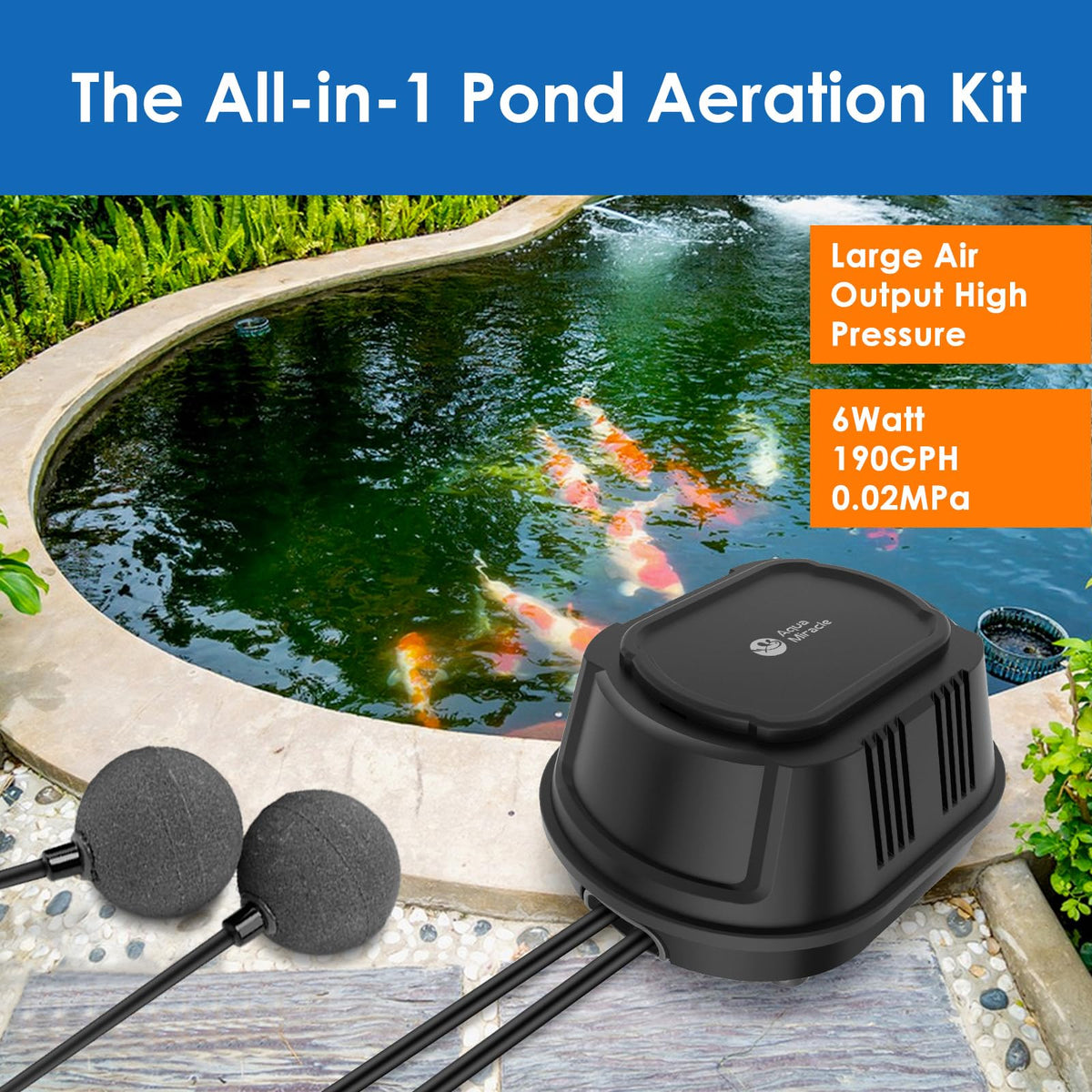 AquaMiracle 25 ft airline tubes enable flexible pond installation.