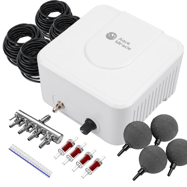 AquaMiracle aerator overview showing all-in-one koi pond kit for easy setup