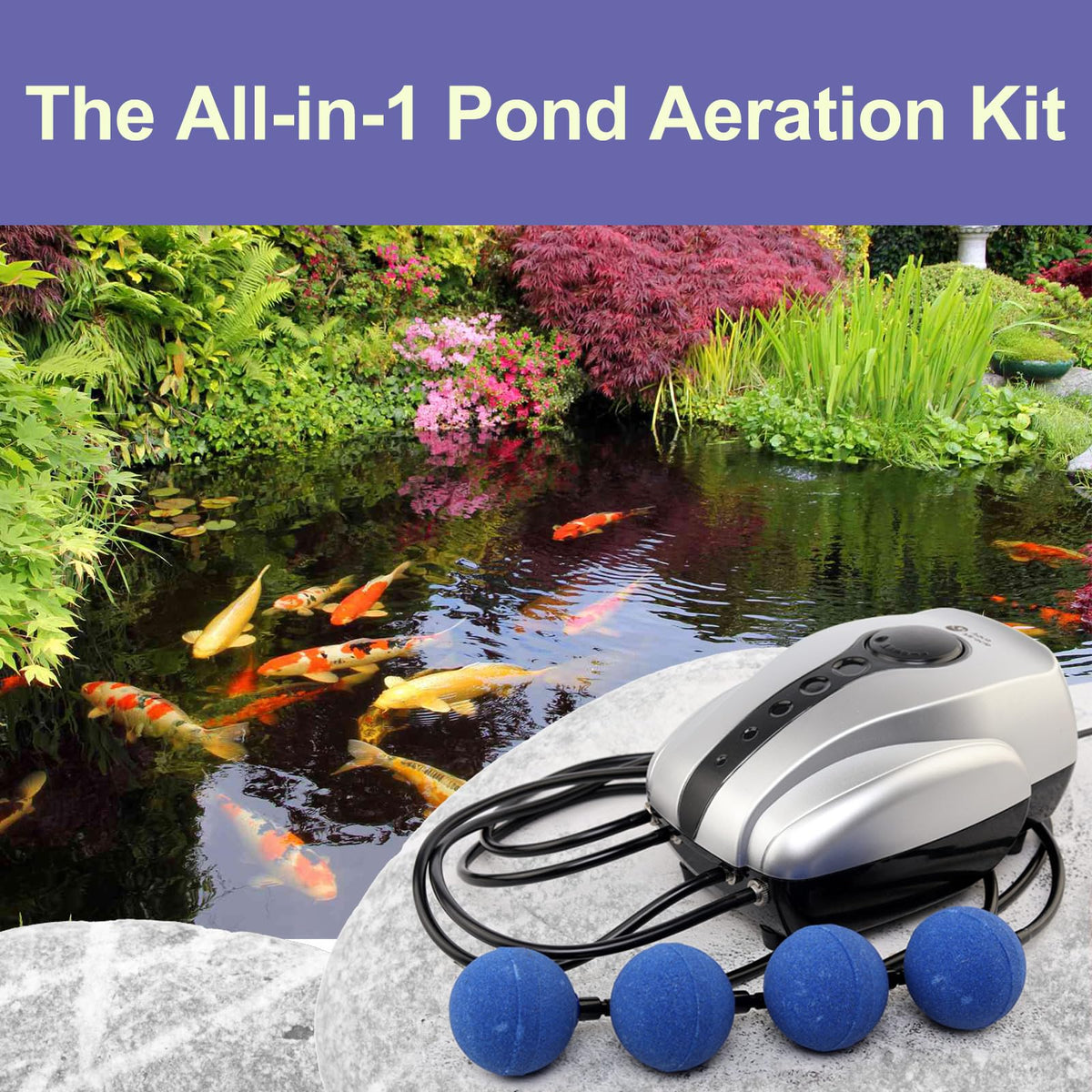 AquaMiracle 2-inch air stones delivering bubbles for pond health