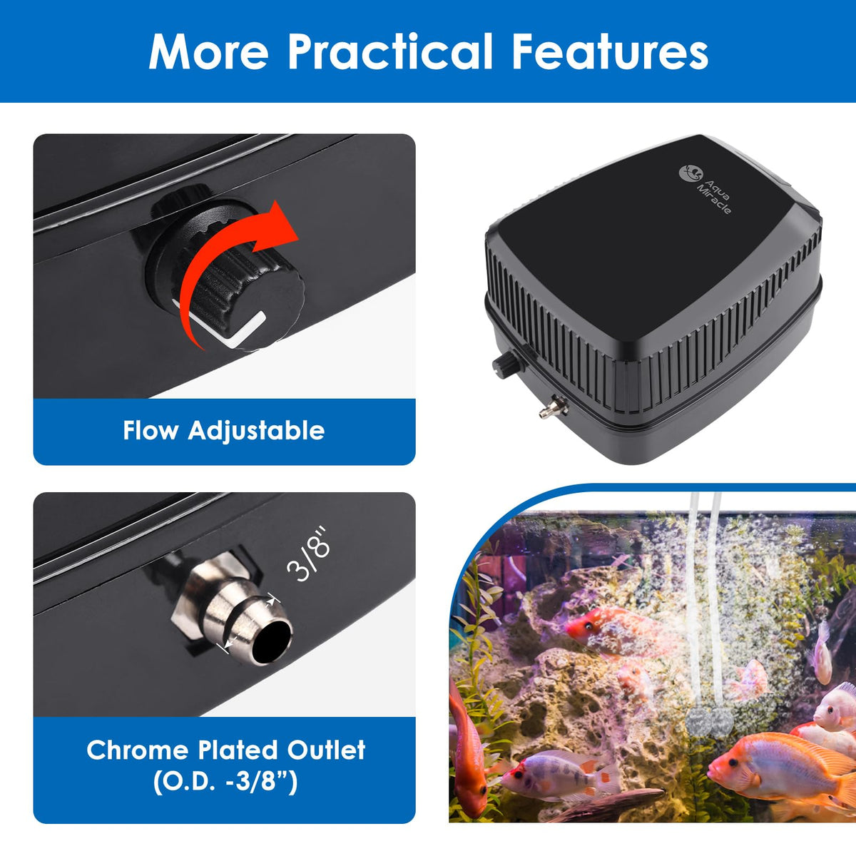 Aquamiracle 2-inch air stones delivering even oxygenation for koi ponds