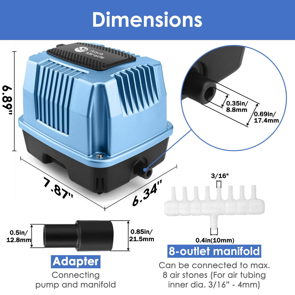Aquamiracle AP-60 diffuser with eight outlets for versatile aeration