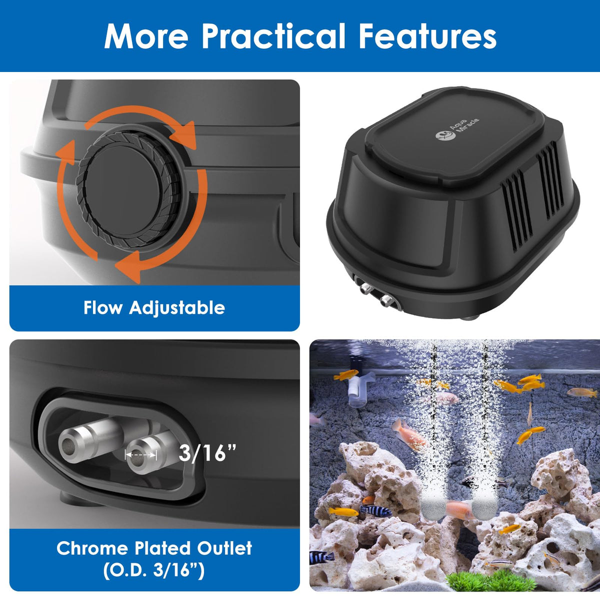AquaMiracle check valves prevent backflow in the air line.