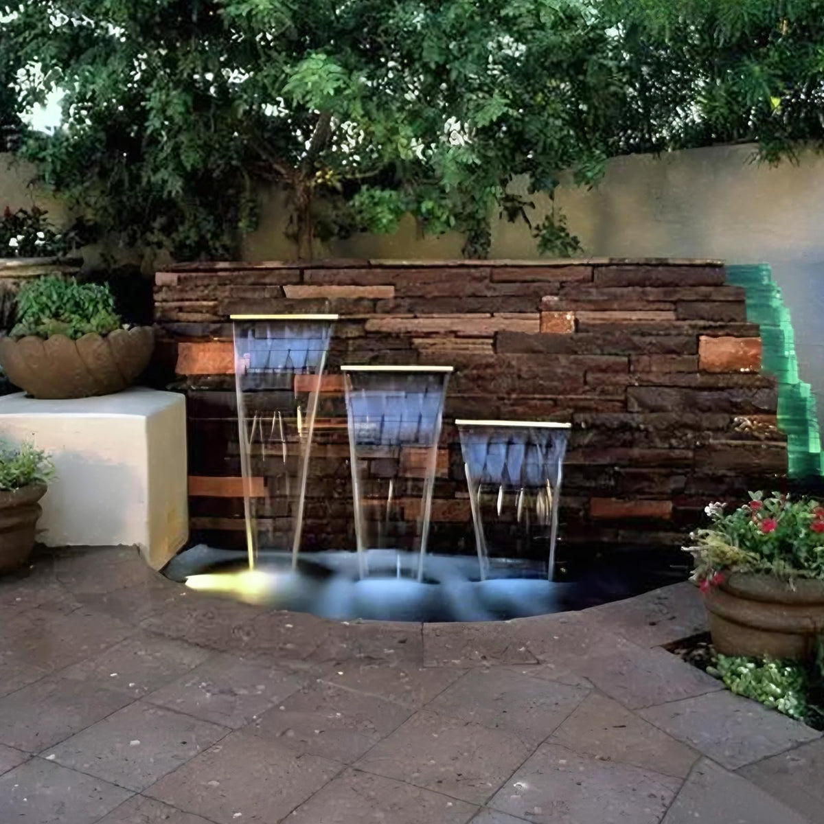 AquaMiracle LED light controller showcases vibrant colors for evening viewing