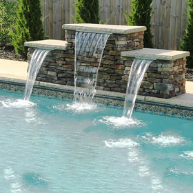 AquaMiracle LED lighting on the pond waterfall for night ambiance.
