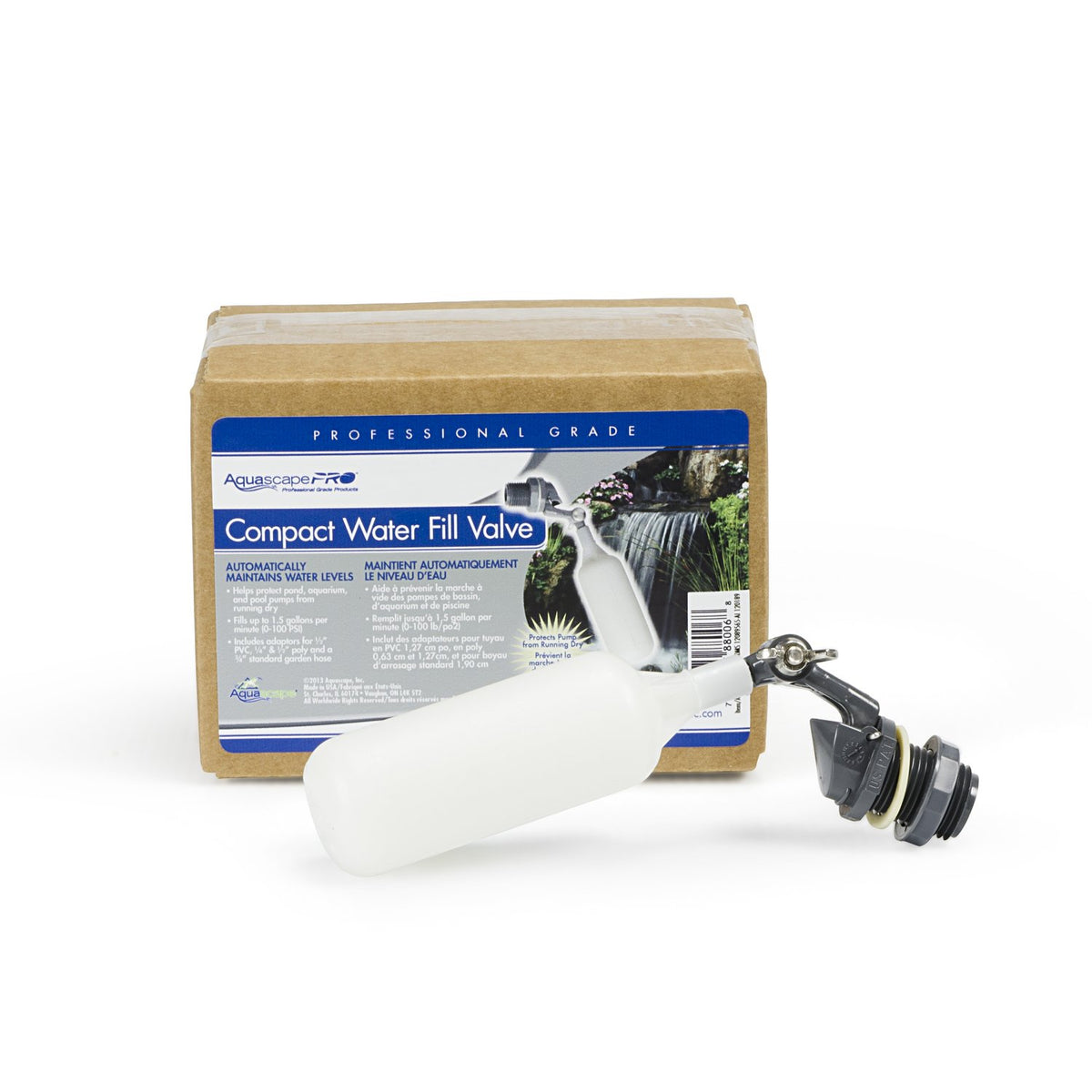 Aquascape 88006 valve integrated with a garden water feature for smooth refills