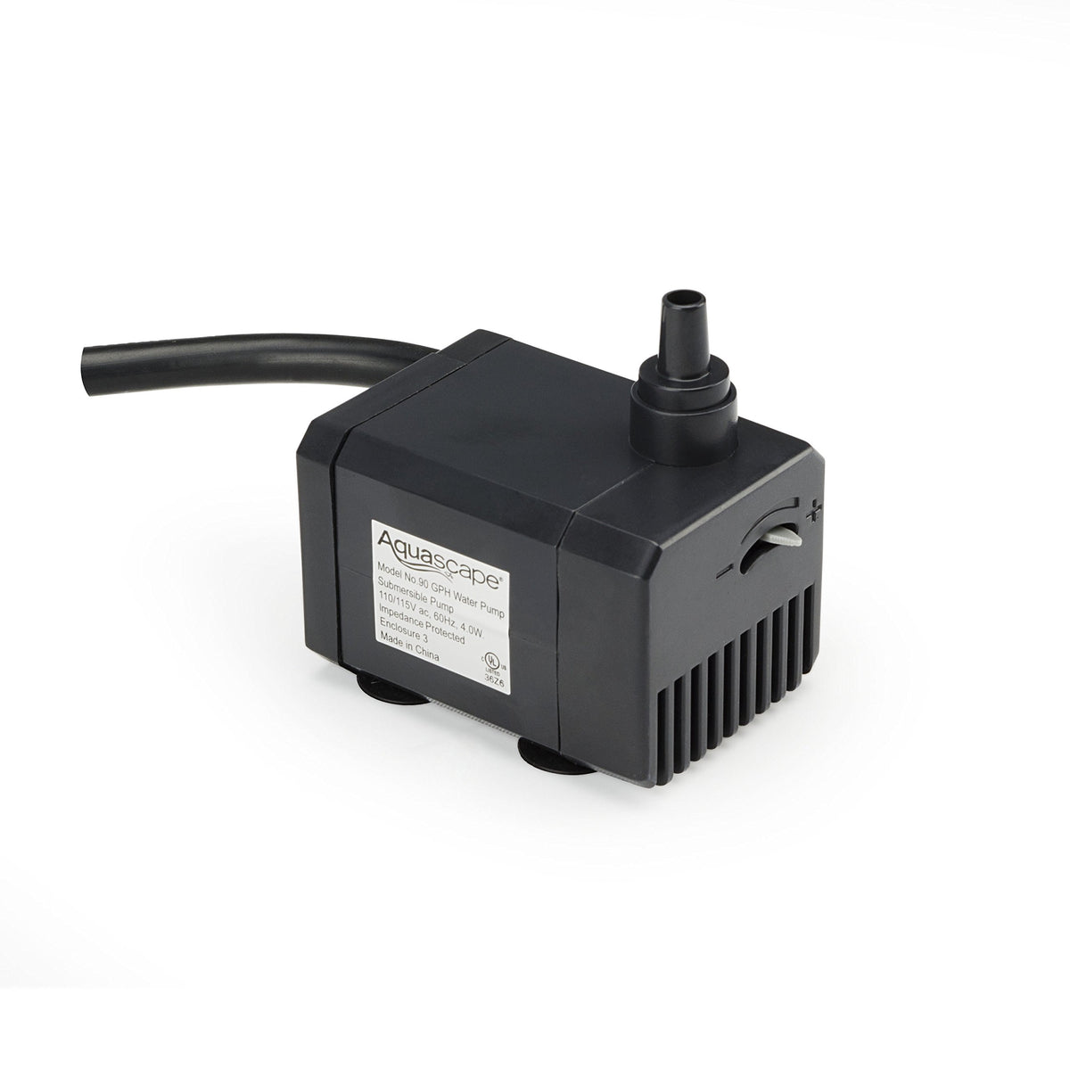 Aquascape 90 GPH water pump powering a compact fountain with steady flow