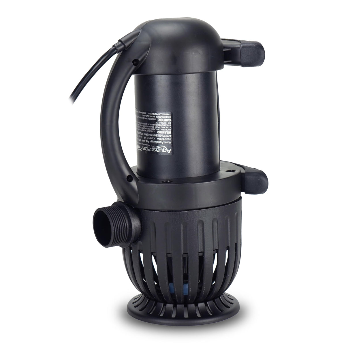 Aquascape AquaSurge 91018 side view shows compact footprint for tight installations.