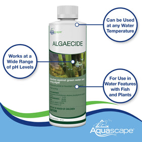 Aquascape algaecide after treatment pond water appears clearer.