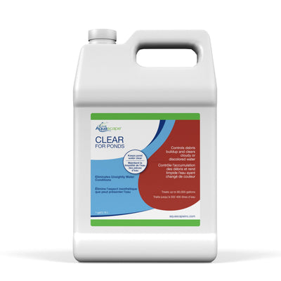 Aquascape Clear Water Treatment bottle with pump top for pond clarity and debris reduction.