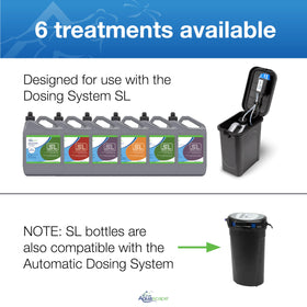 Closeup of Aquascape bottle label ready for reliable fountain dosing in your pond