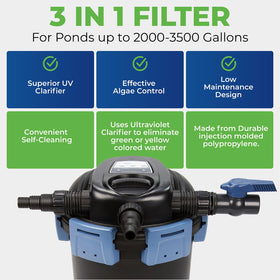 Aquascape pump-inlet-outlet shows reliable water flow for fountains and ponds.