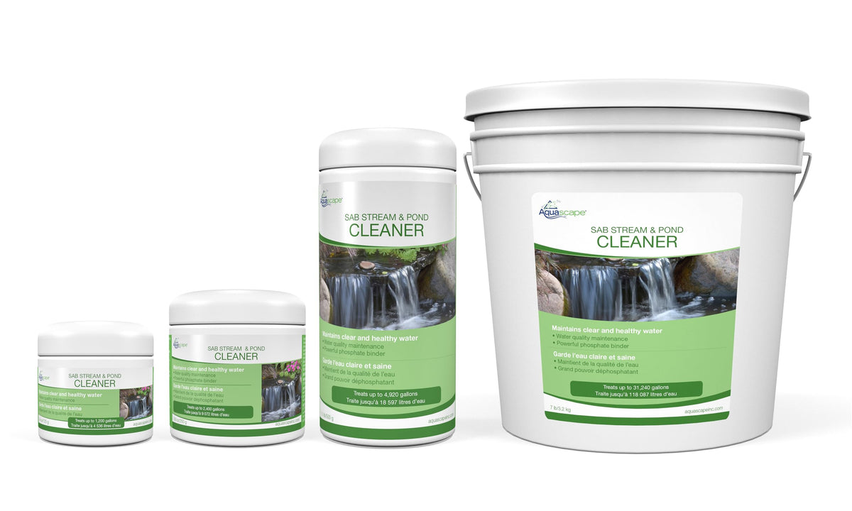 Aquascape SAB Stream & Pond Clean measuring scoop demonstrates precise dosing.