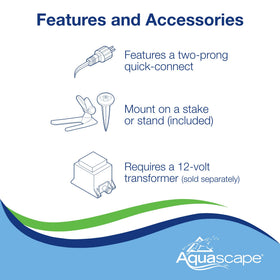 Aquascape bronze-finish housing withstands weather while lighting a fountain