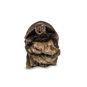 Aquascape Turtle on Log Spitter faux brass finish adds realistic charm.