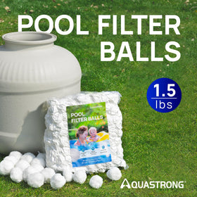 AQUASTRONG filter balls installed inside a pool filter system demonstrating smooth flow