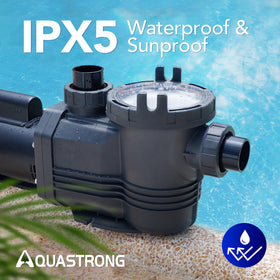 AQUASTRONG 220V power cord connection emphasizes safe installation.