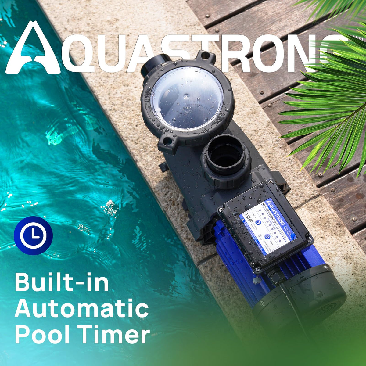 AQUASTRONG pool pump control panel with timer features for automated scheduling